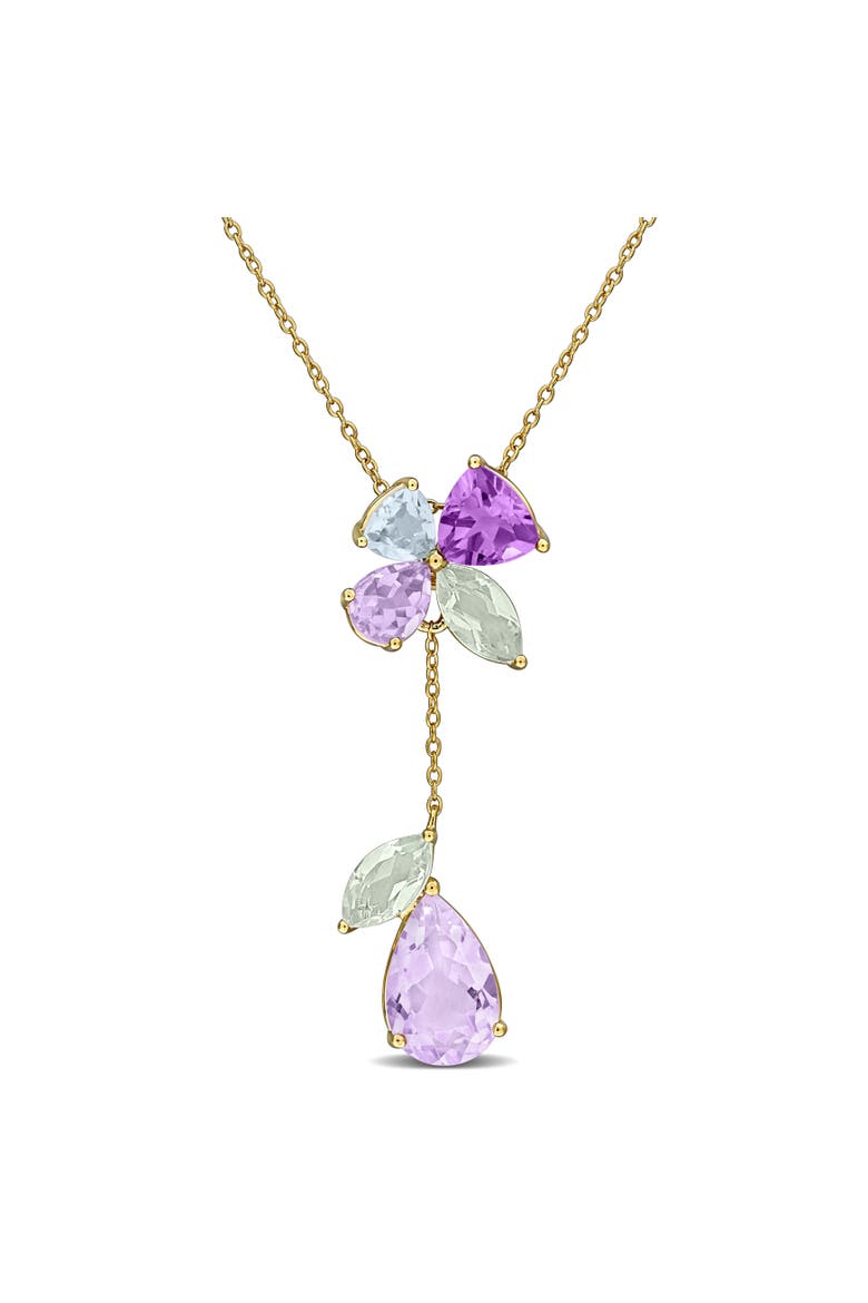 Multi-Gem Drop Pendant Necklace Yellow Silver, Main, color, Yellow-Plated Sterling Silver