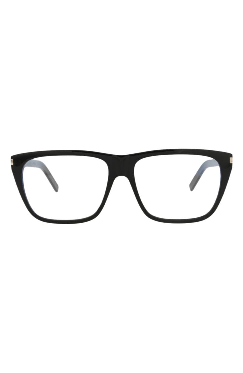 Saint Laurent 57mm Square Optical Frames, Main, color, Black Black Transparent
