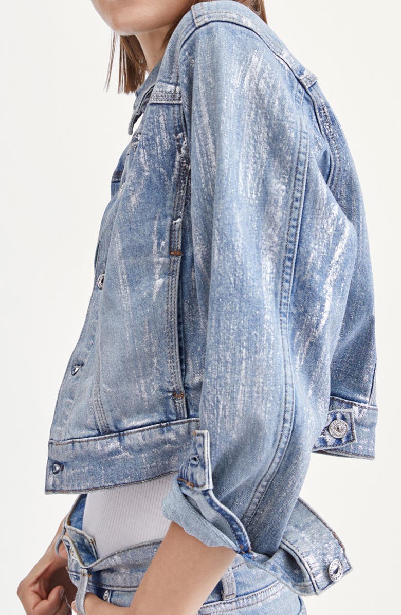 7 For All Mankind Seven Metallic Foil Denim Jacket, Alternate, color,
