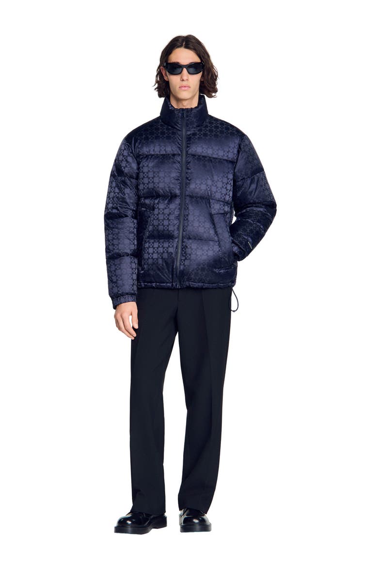 Water-repellent cross-motif puffer, Alternate, color, Midnight blue
