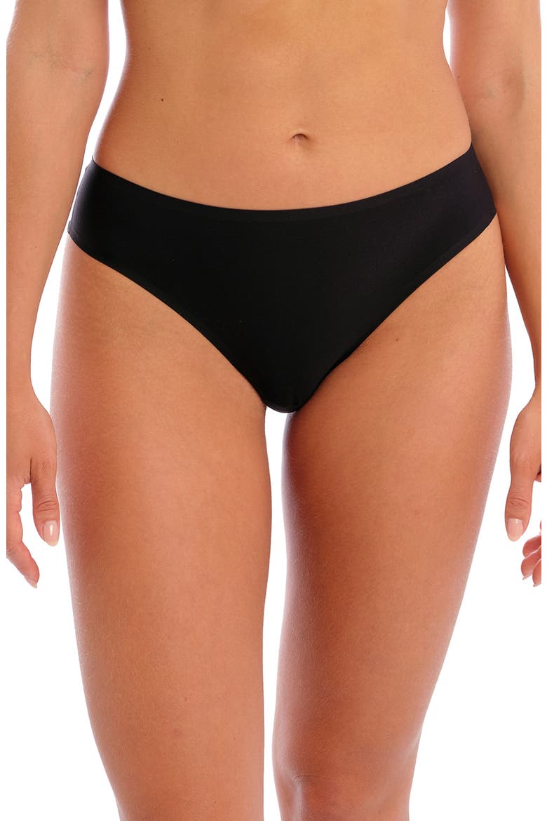 Smoothease Lace Invisible Stretch Thong, Main, color, BLACK