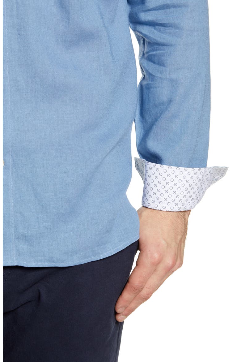 Notip Button-Up Linen Blend Shirt, Alternate, color, NAVY