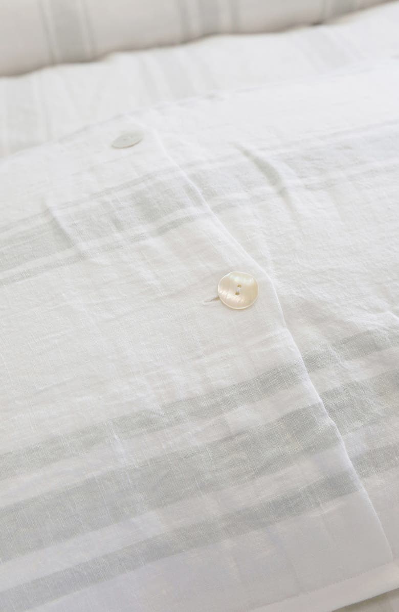 Pom Pom at Home Jackson Stripe Linen Sham, Alternate, color, White/ Ocean