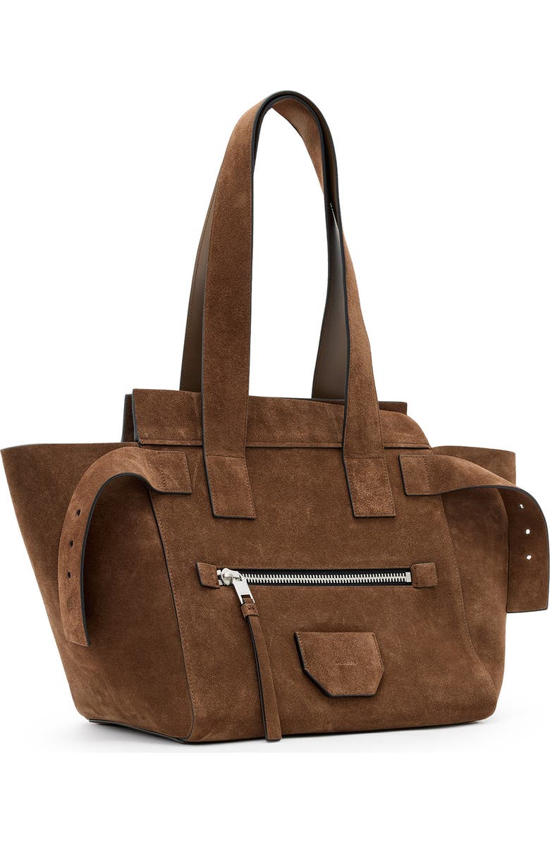 AllSaints Perez Leather Shoulder Tote, Alternate, color, Chestnut Suede