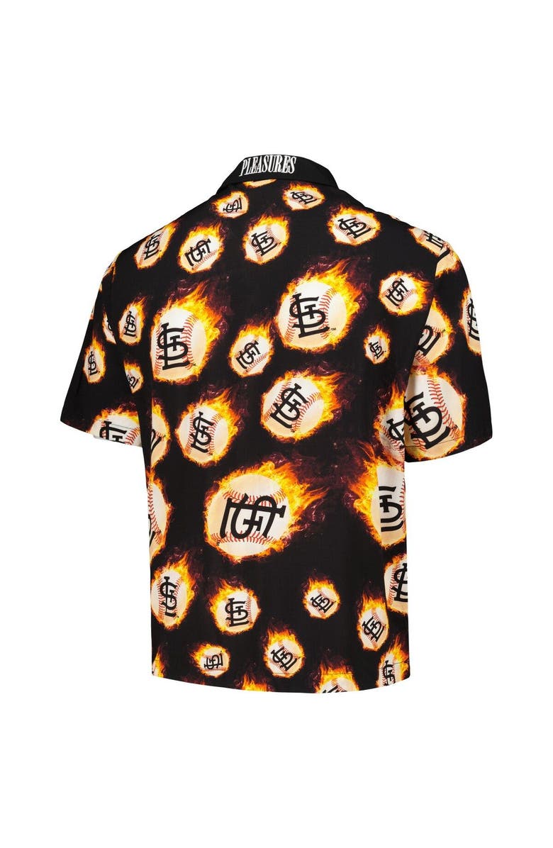 PLEASURES Men's PLEASURES  Black St. Louis Cardinals Flame Fireball Button-Up Shirt, Alternate, color, Black