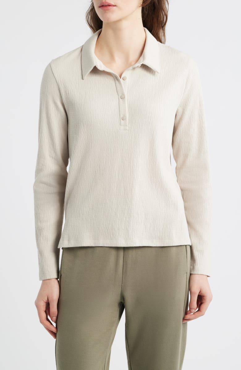 Eileen Fisher Slim Textured Henley, Main, color, Papyrus