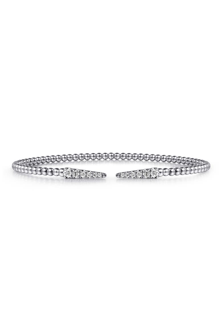 Bujukan Pointed Diamond Beaded Cuff Bracelet, Alternate, color, WHITE GOLD