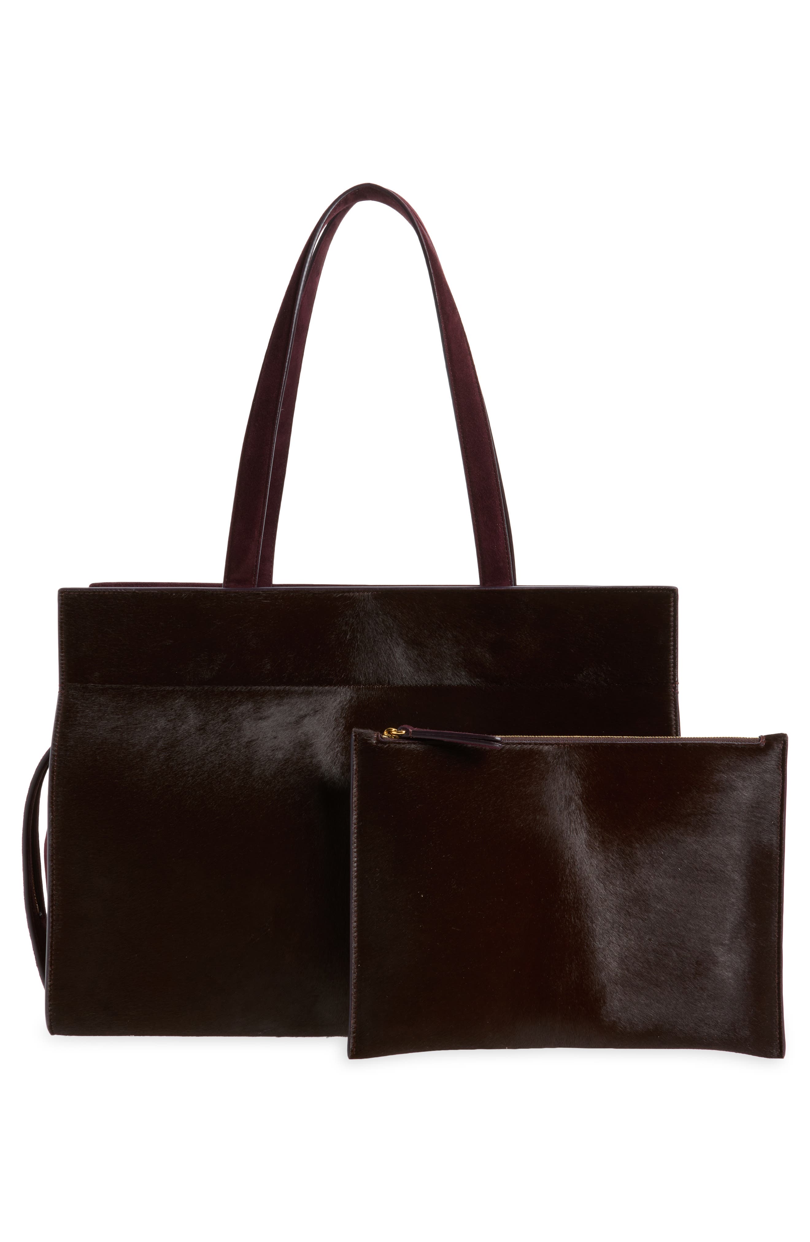 Crosby Genuine Calf Hair Tote, Alternate, color, ROUGE NOIR