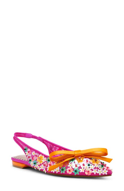 Betsey Johnson Laylah Slingback Flat In Fuchsia Multi