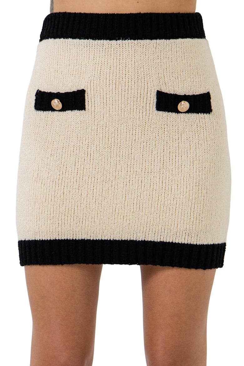 Button Detail Miniskirt, Alternate, color, CREAM