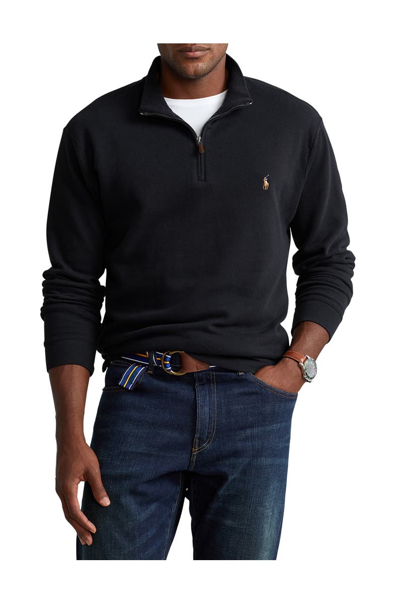 Polo Ralph Lauren Big & Tall Estate Rib Half-Zip Pullover, Main, color, Black