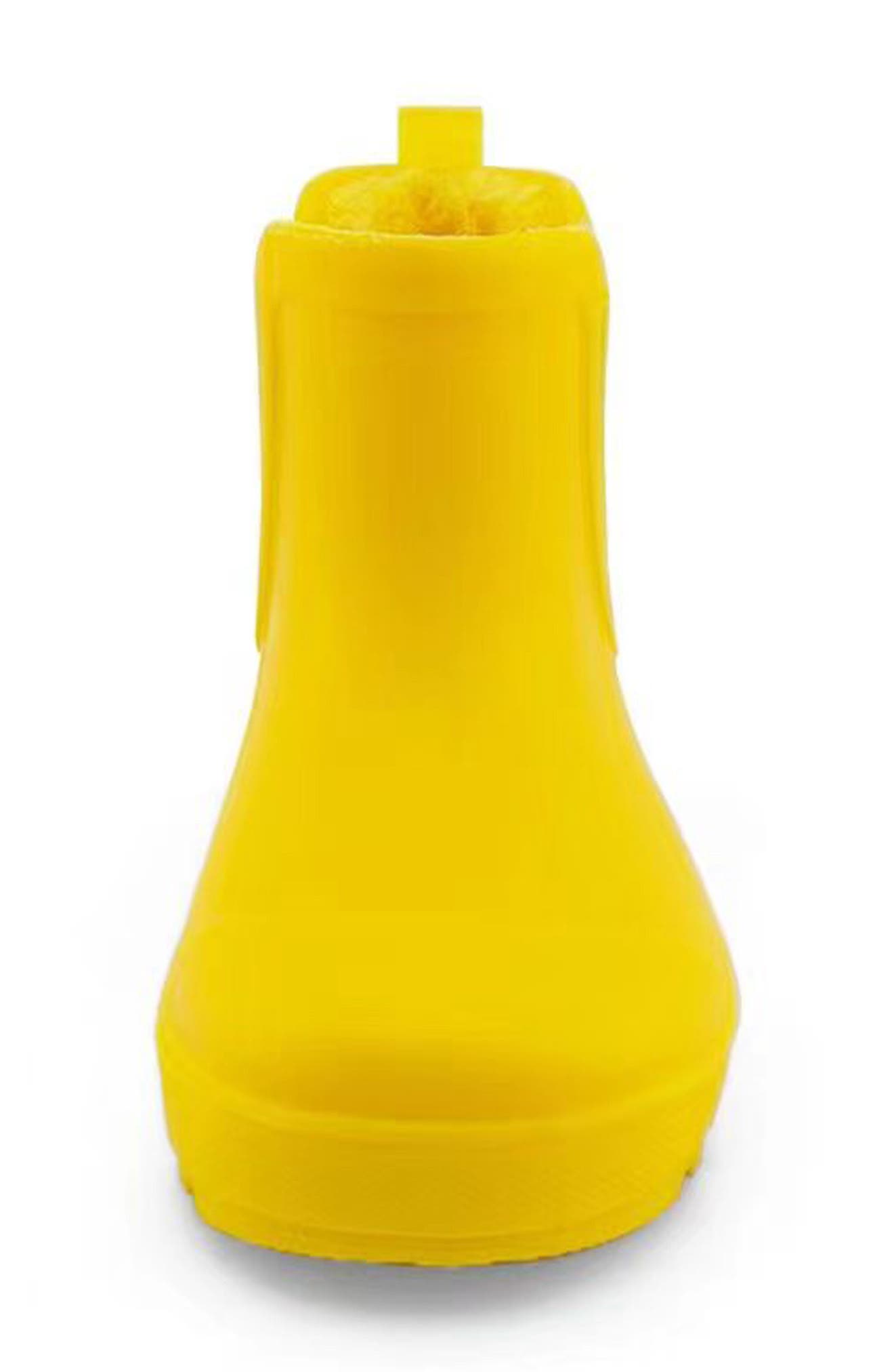 BEARPAW Kids' Shortie Rain Boot with Faux Fur Lining, Alternate, color, Yellow