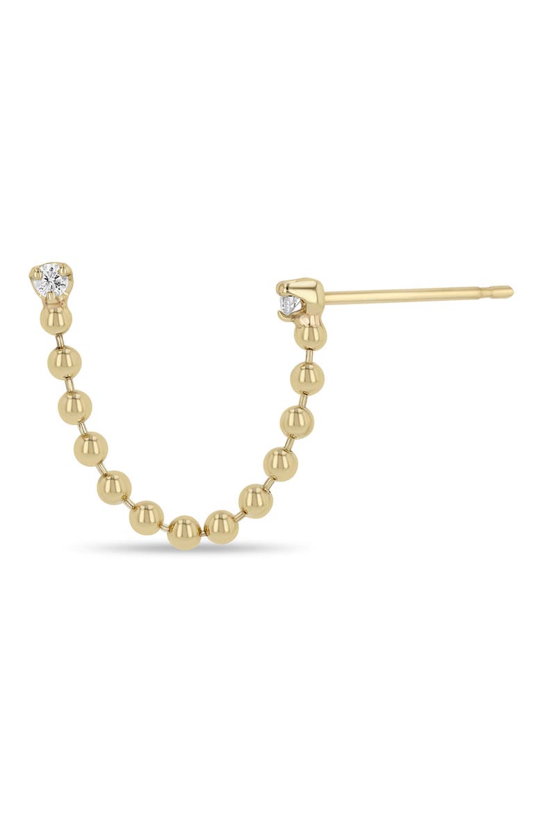 Double Piercing Diamond Chain Earring, Main, color, 14K YELLOW GOLD