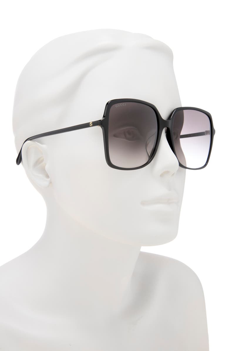 Gucci 58mm Oversize Square Sunglasses, Alternate, color, Black Black Grey