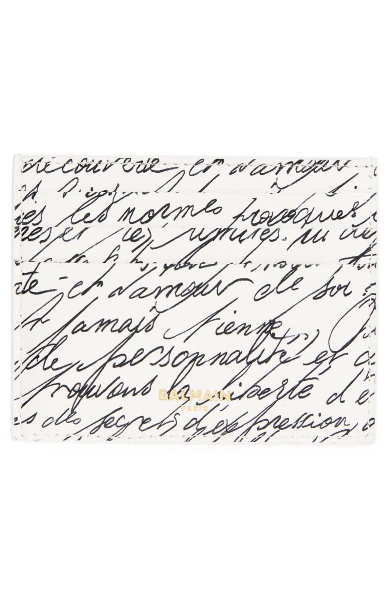 Balmain B-Buzz Printed Leather Card Holder, Alternate, color, 