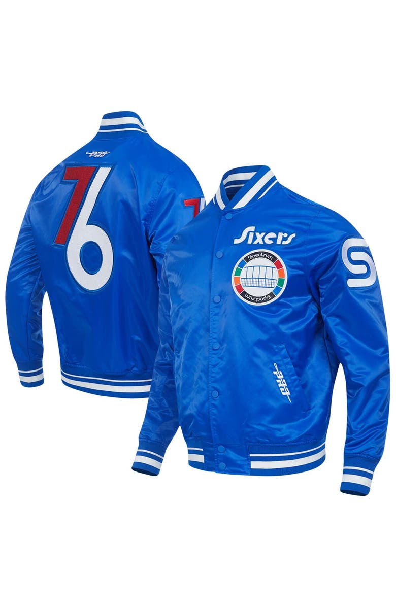 PRO STANDARD Men's Pro Standard Royal Philadelphia 76ers 2024/25 City Edition Chenille Satin Full-Snap Jacket, Main, color, 