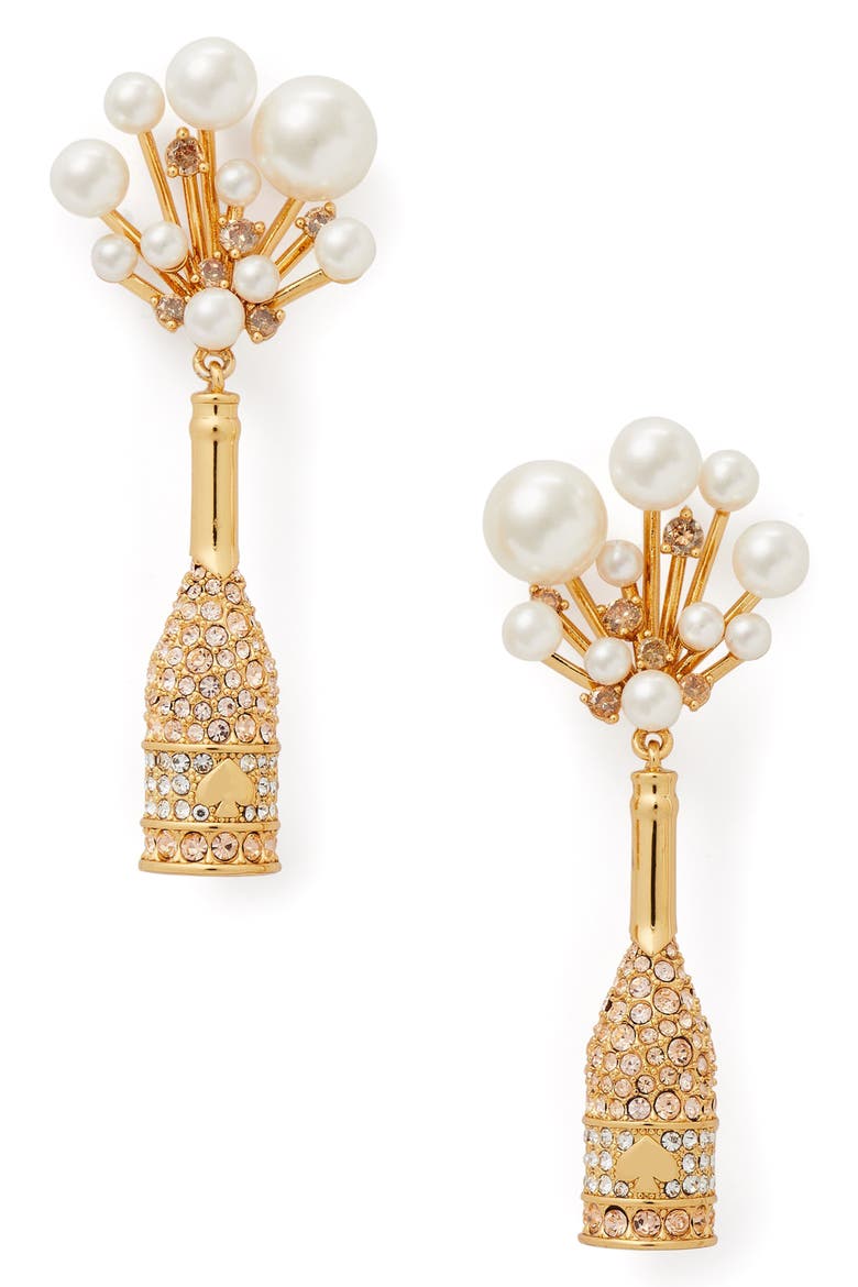 champagne bottle drop earrings, Main, color, CHAMPAGNE/ GOLD