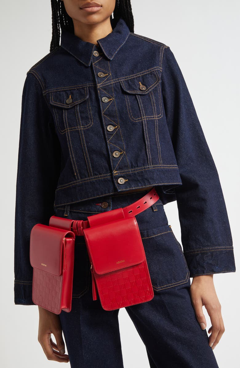 ASHYA Hertiage Double Pouch Leather Belt Bag, Alternate, color,