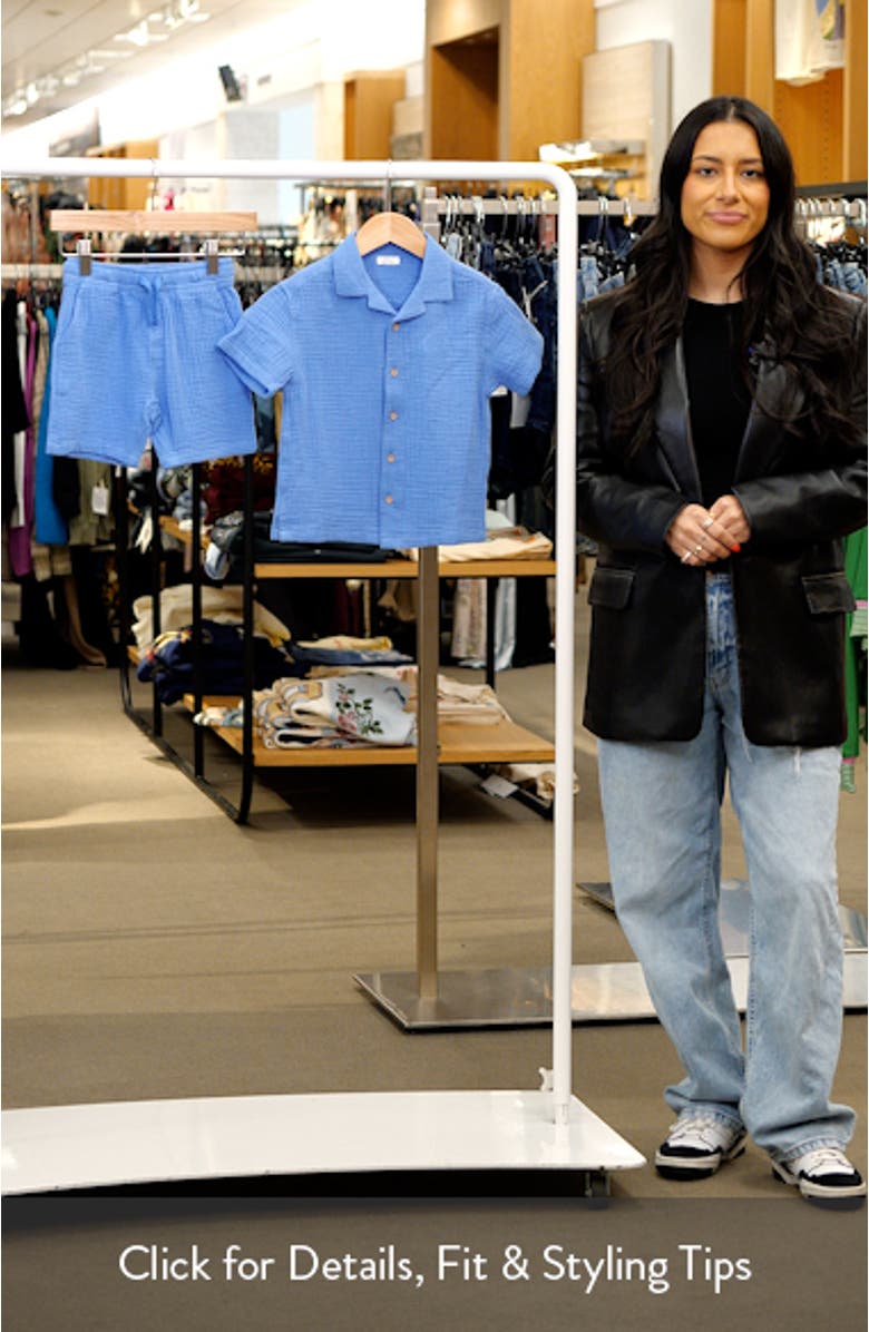 Kids' Doubleface Cotton Button-Up Shirt & Shorts Set, sales video thumbnail