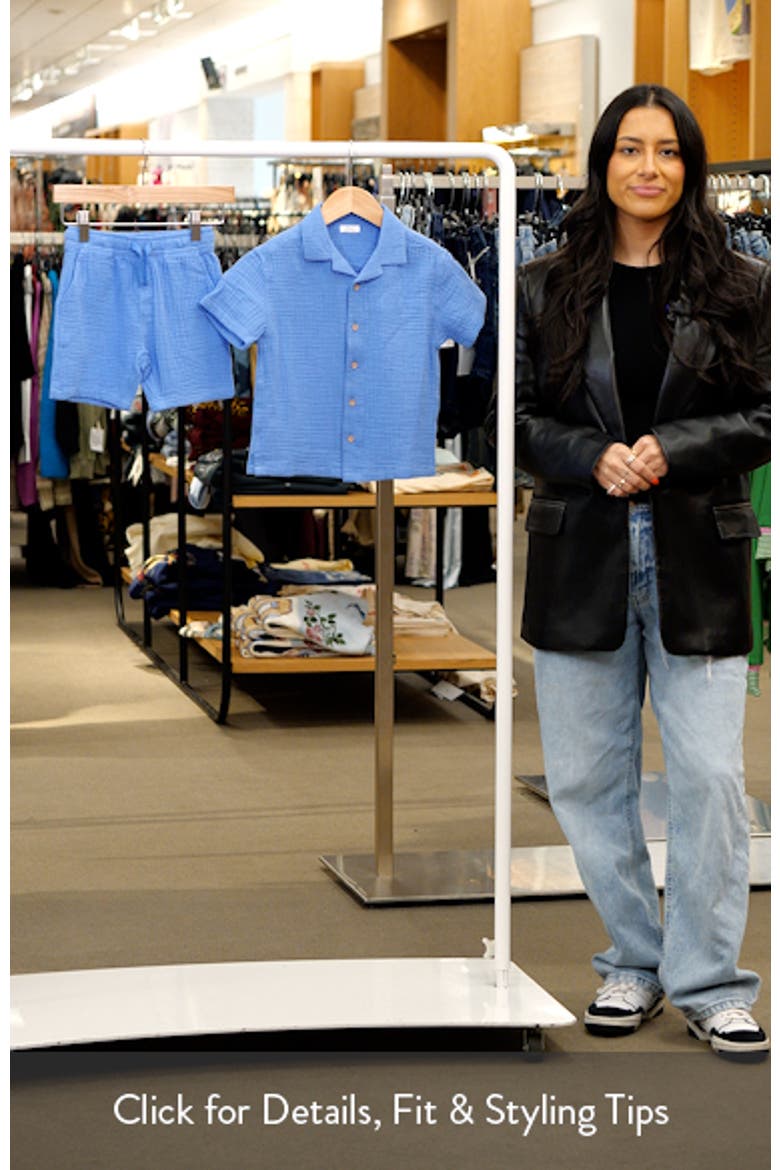 Kids' Doubleface Cotton Button-Up Shirt & Shorts Set video