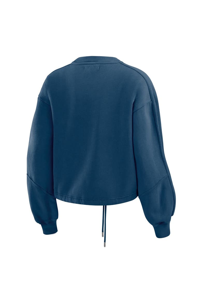 Women's WEAR by Erin Andrews Navy Dallas Cowboys Washed Fleece Long Sleeve T-Shirt & Shorts Lounge Set, Alternate, color, Navy