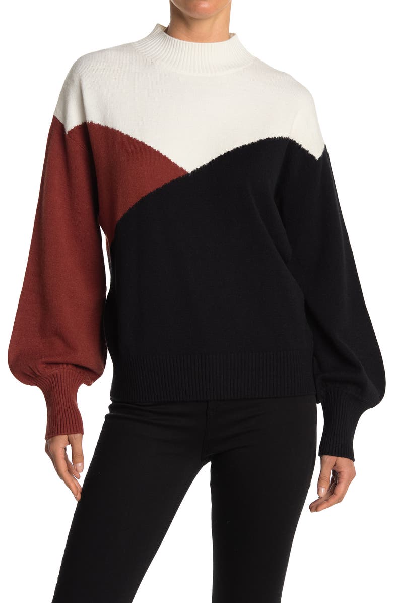 Laundry by Shelli Segal Colorblock Print Blouson Sleeve Sweater, Main, color, 