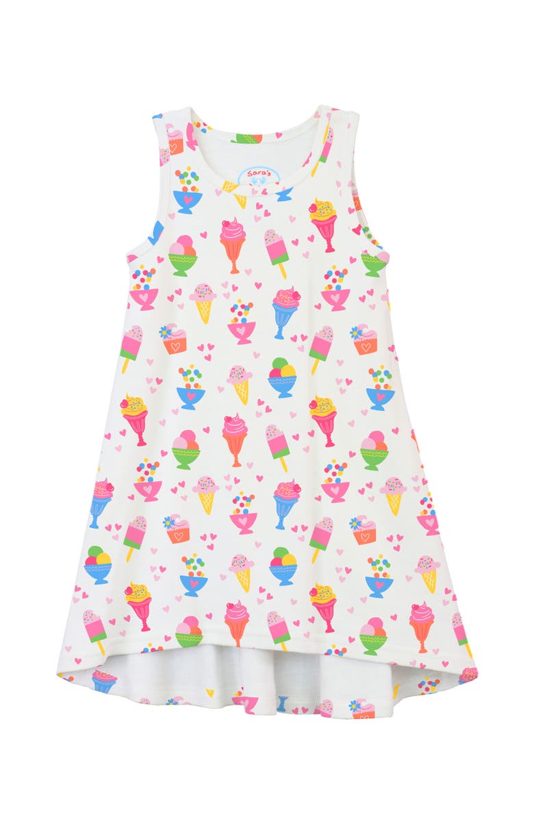 Sara’s Prints Sleeveless Hi Lo Nightgown, Main, color, Ice Cream