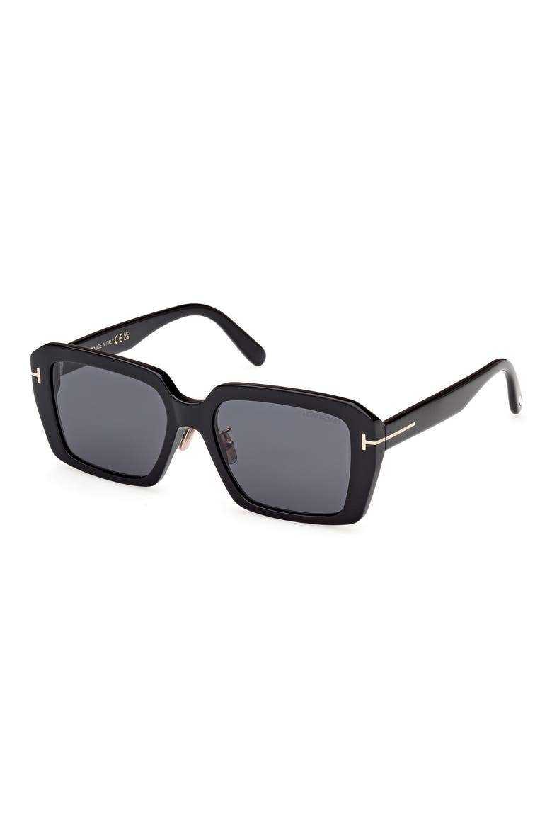 54mm Square Sunglasses, Alternate, color, SHINY BLACK / SMOKE