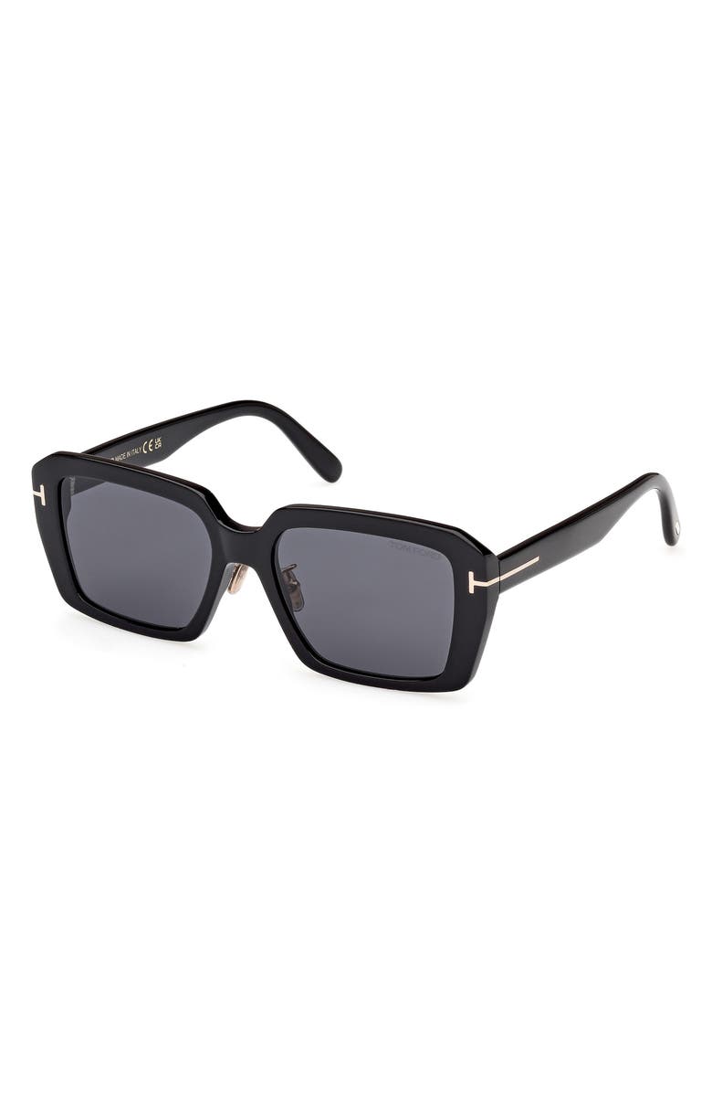 TOM FORD 54mm Square Sunglasses, Alternate, color, Shiny Black / Smoke