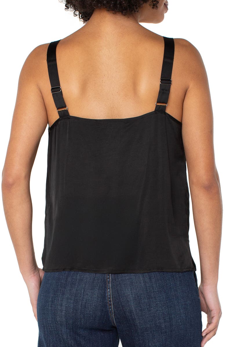 Liverpool Los Angeles Lace Trim Satin Camisole, Alternate, color, Black