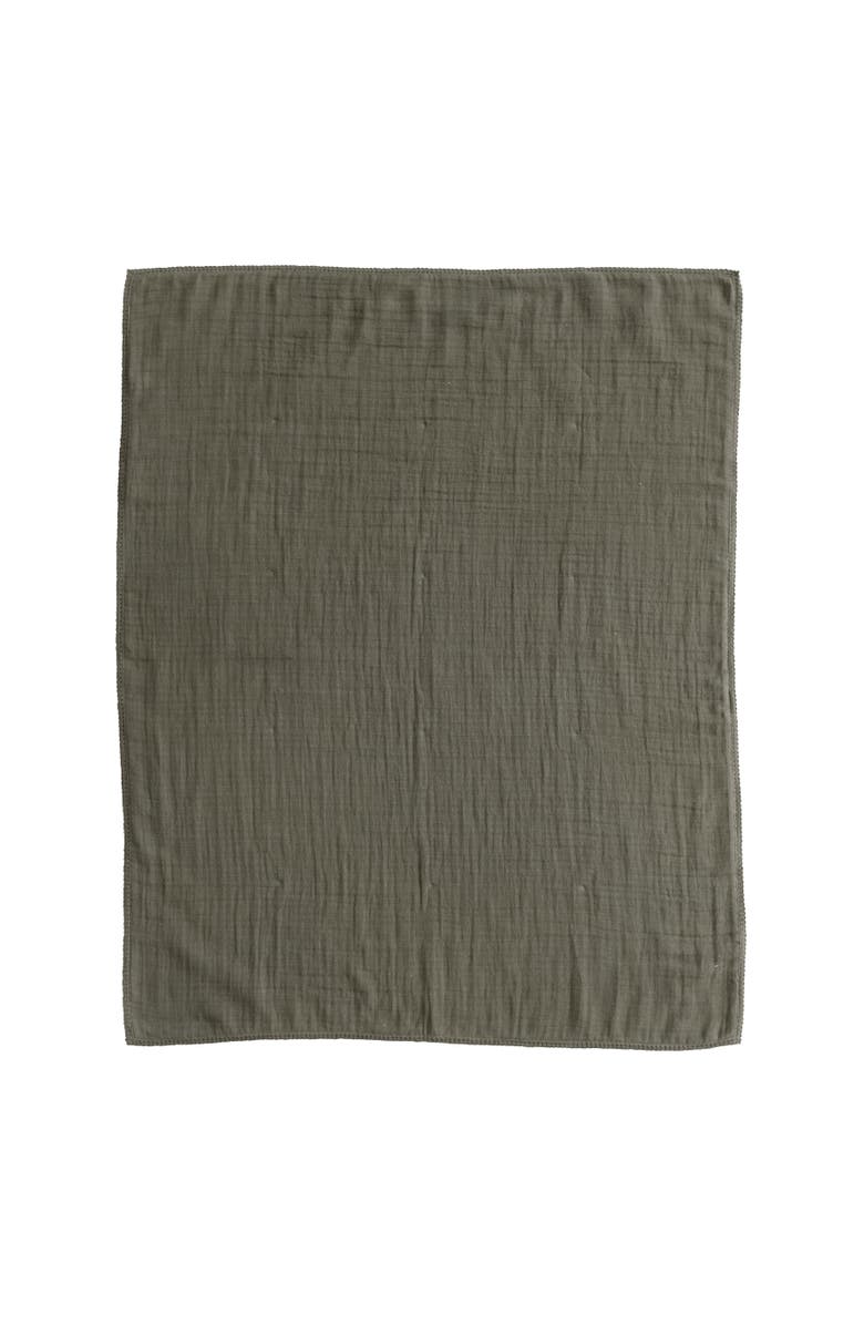 Storied Home Cotton Double Cloth Baby Blanket with Trim in Bag, Main, color, Green