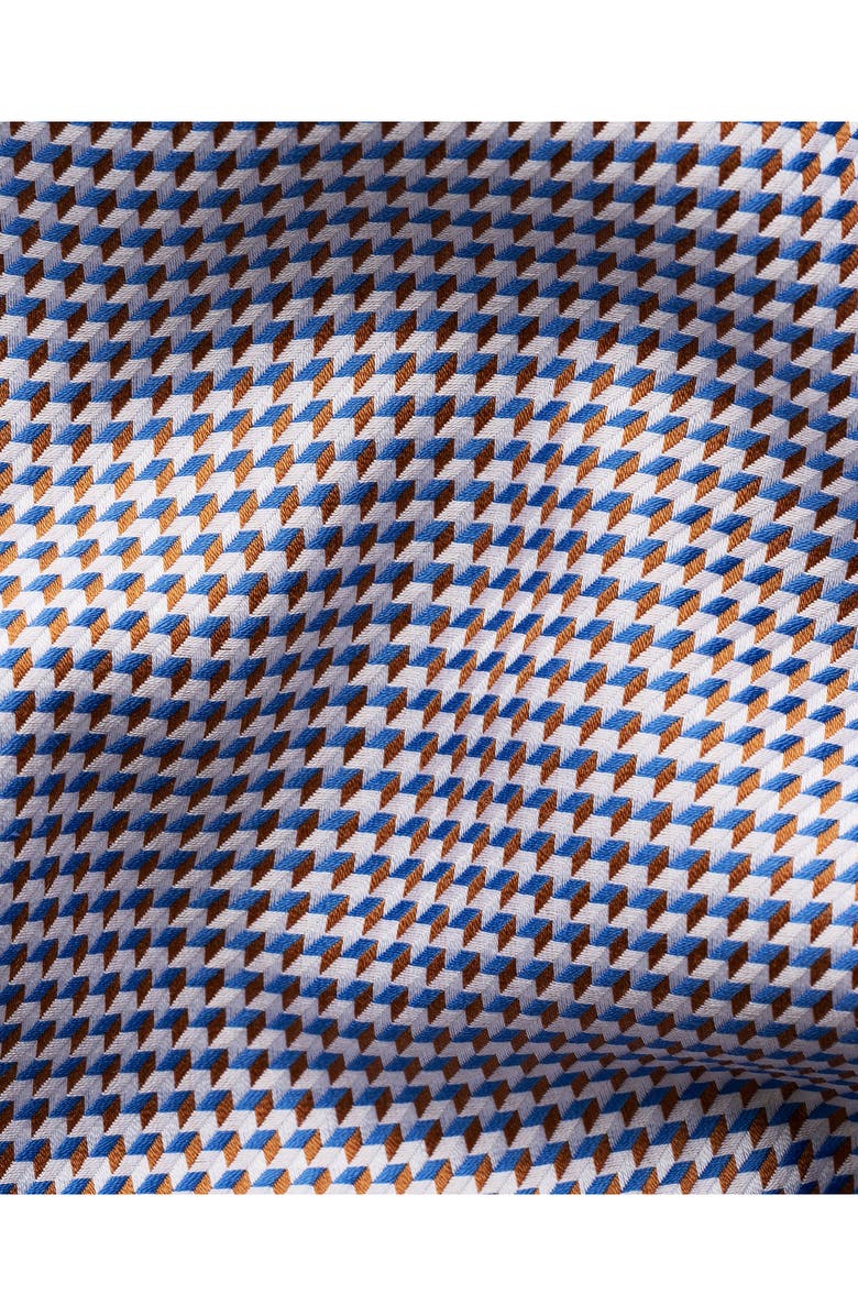 Eton Contemporary Fit Houndstooth Cotton Dobby Dress Shirt, Alternate, color, Blue/ Dark Orange/ White