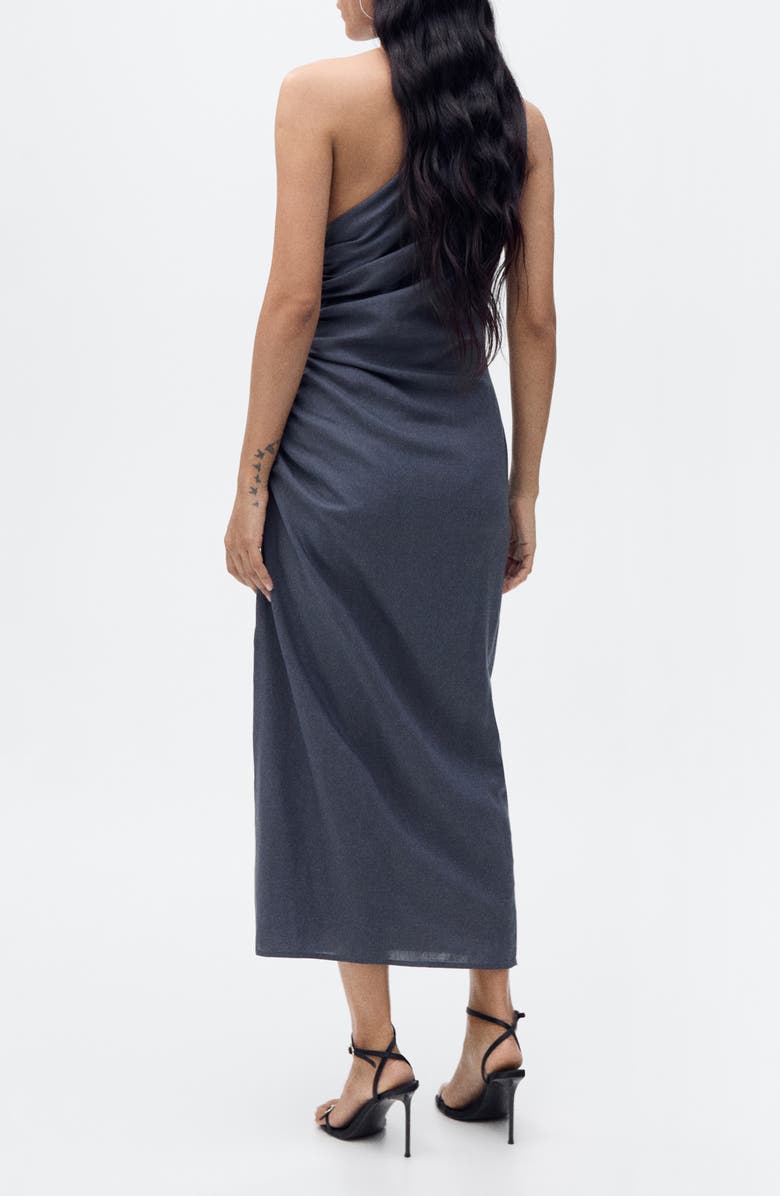 MANGO Asymmetric Ruched Dress, Alternate, color, Indigo Blue