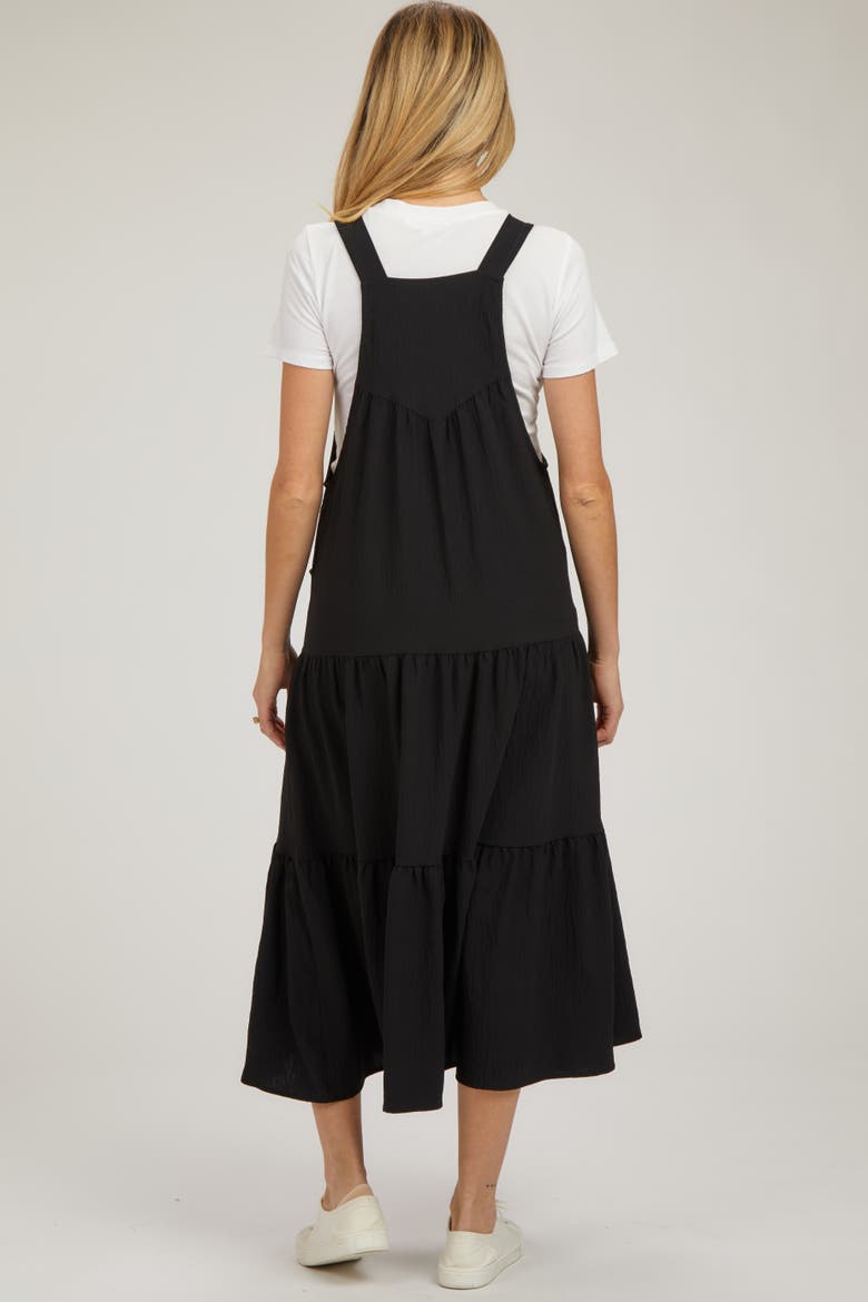 Button Sling Tiered Midi Dress, Alternate, color, Black