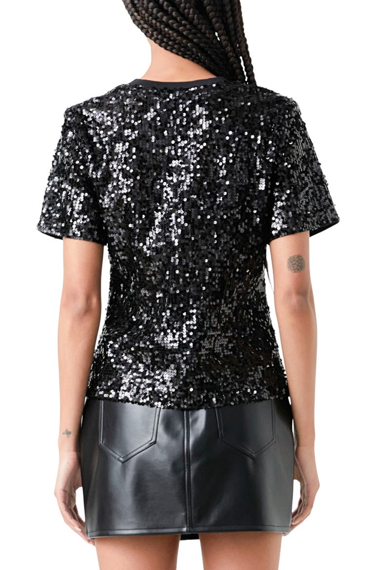 Shoulder Pad Sequin Top, Alternate, color, BLACK