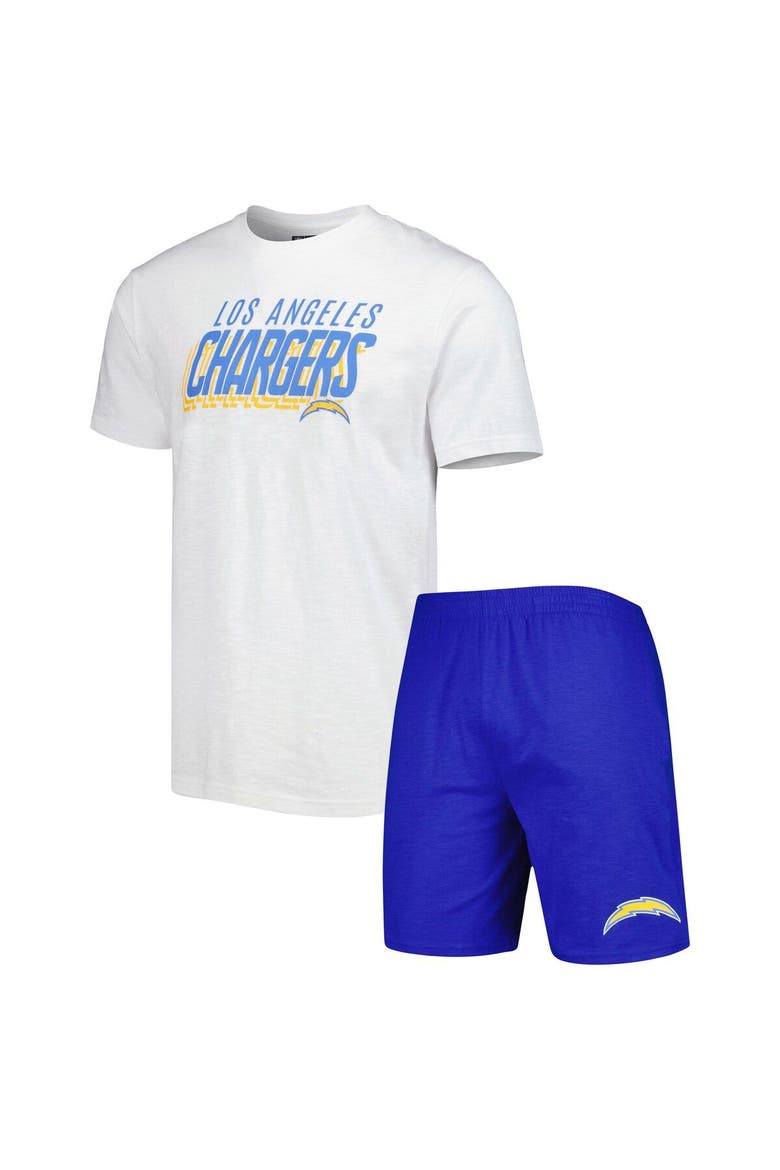 Men's Concepts Sport Royal/White Los Angeles Chargers Downfield T-Shirt & Shorts Sleep Set, Main, color, Royal