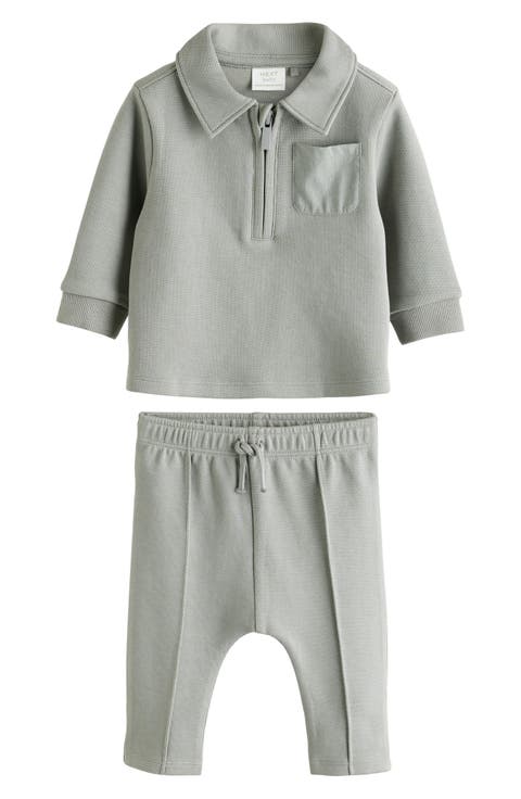 Half Zip Polo & Pleated Pants Set (Baby)