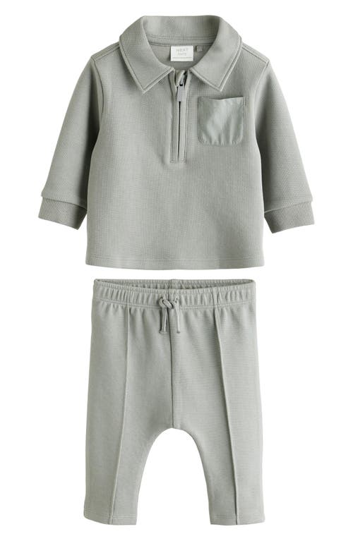 Next Half Zip Polo & Pleated Pants Set In Gray