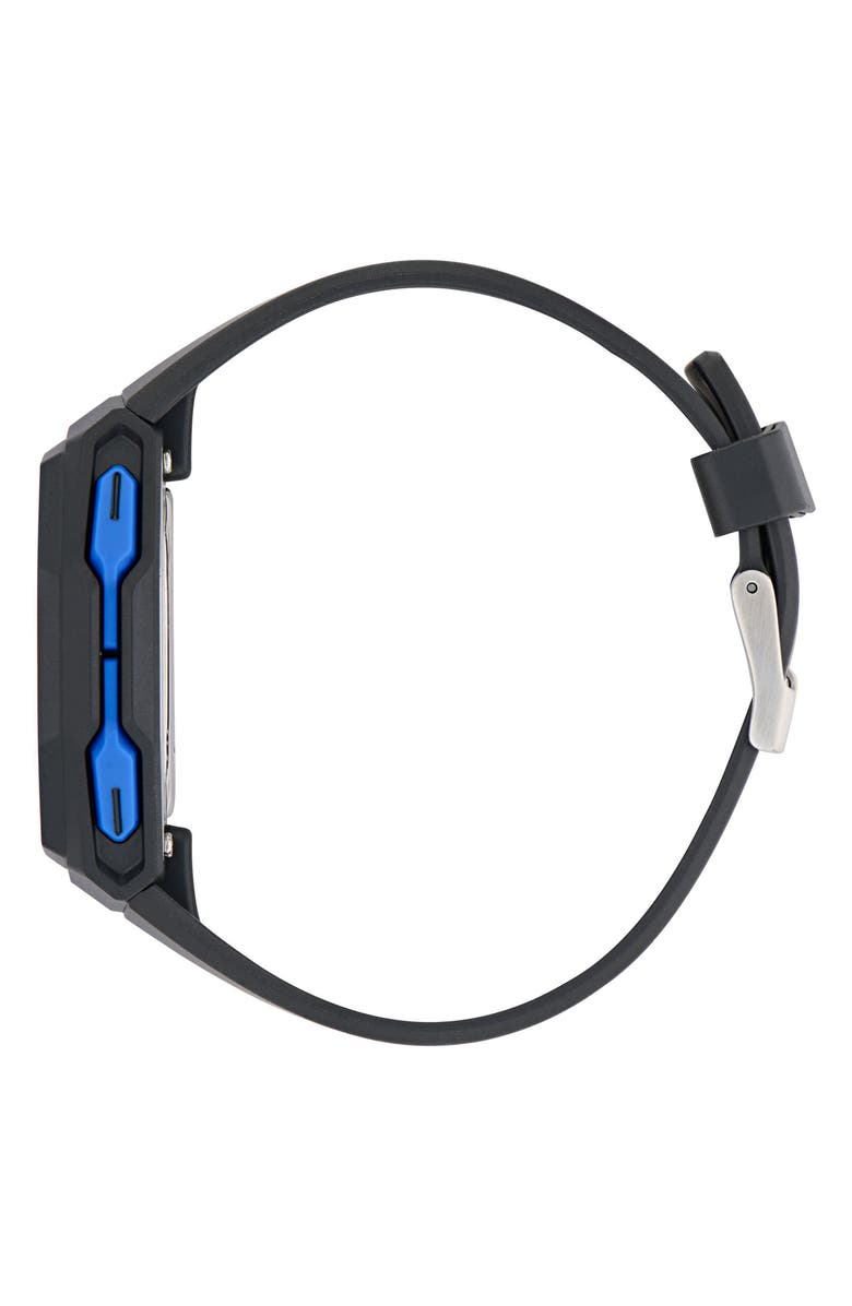 adidas Tech 1 GMT Silicone Strap Watch, 48mm, Alternate, color, Black