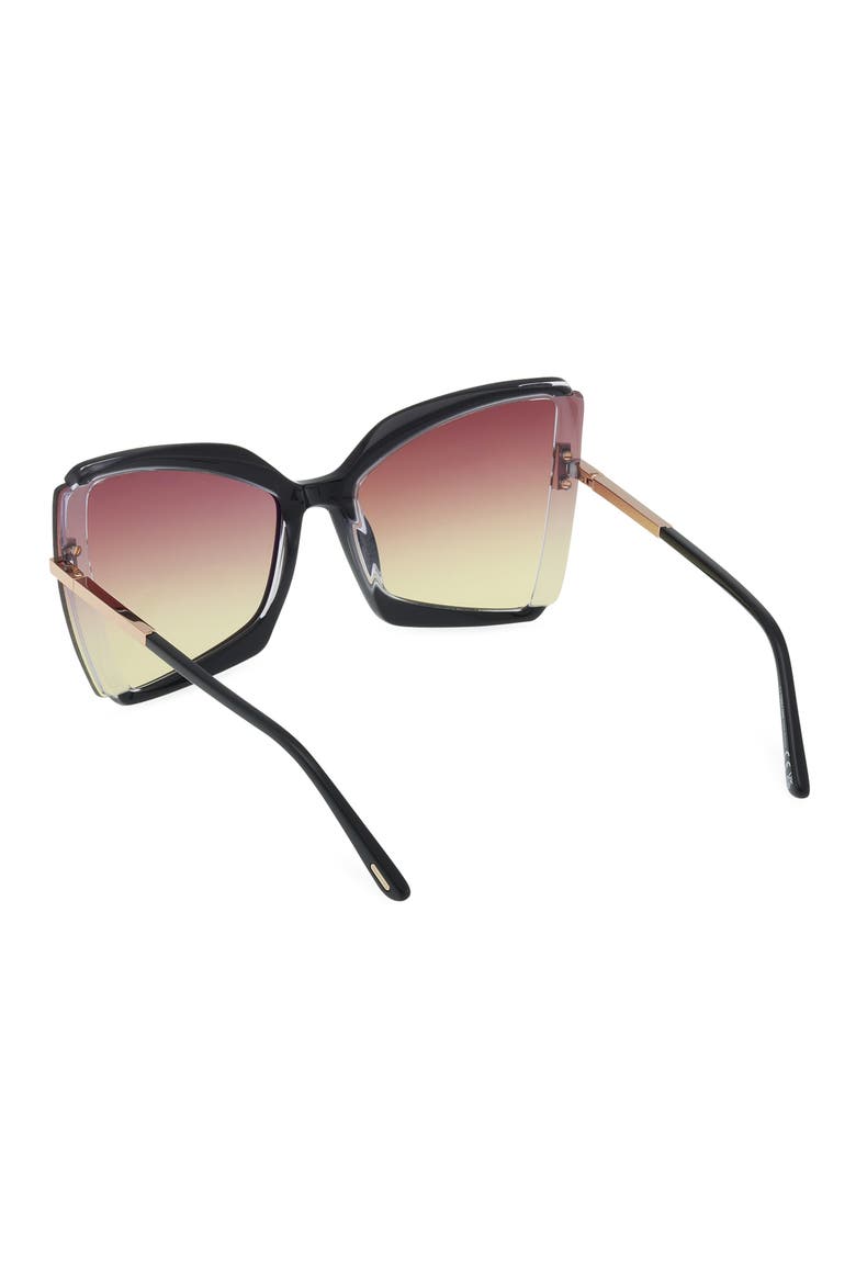 Gia 63mm Oversize Butterfly Sunglasses, Alternate, color, BLACK & CRYSTAL / SUNSET