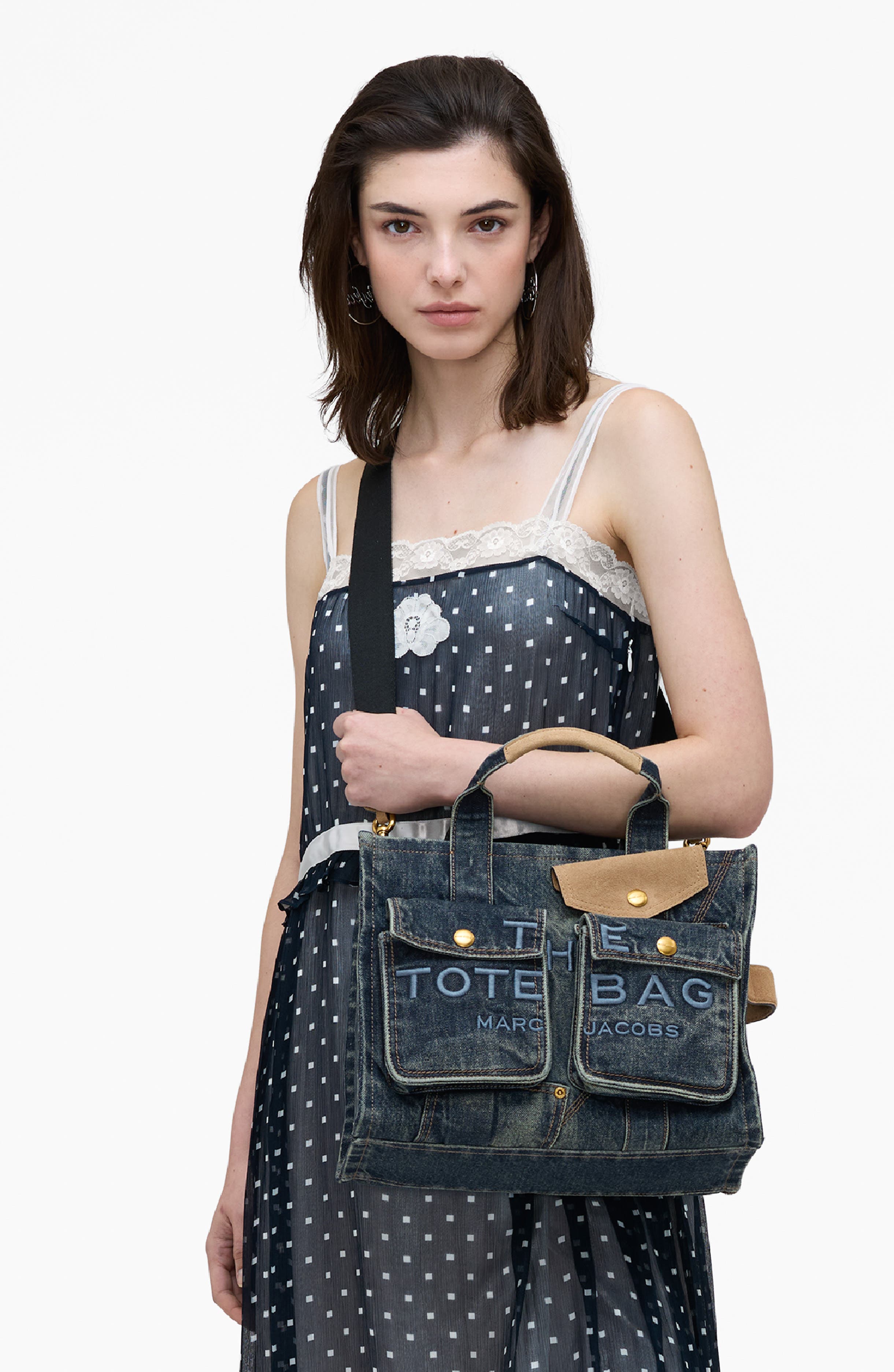 Marc Jacobs The Medium Denim Tote, Alternate, color, Dark Wash Indigo