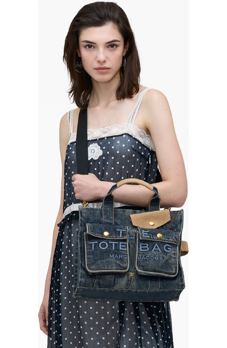 Marc Jacobs The Medium Denim Tote, Alternate, color, Dark Wash Indigo
