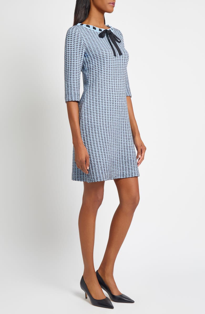 Ming Wang Bow Textured Knit Sweater Dress, Alternate, color, Dawn/ Granite/ Black