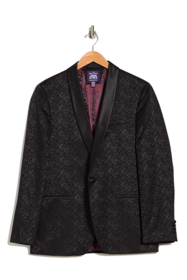 Jacquard Evening Jacket, Alternate, color, BLACK