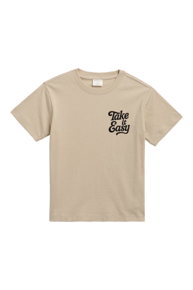 Kids' Take It Easy Embroidered T-Shirt, Main, color, TAUPE
