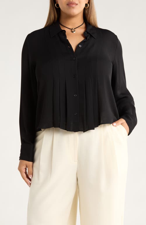 Nordstrom Tux Pleated Button-up Shirt In Black