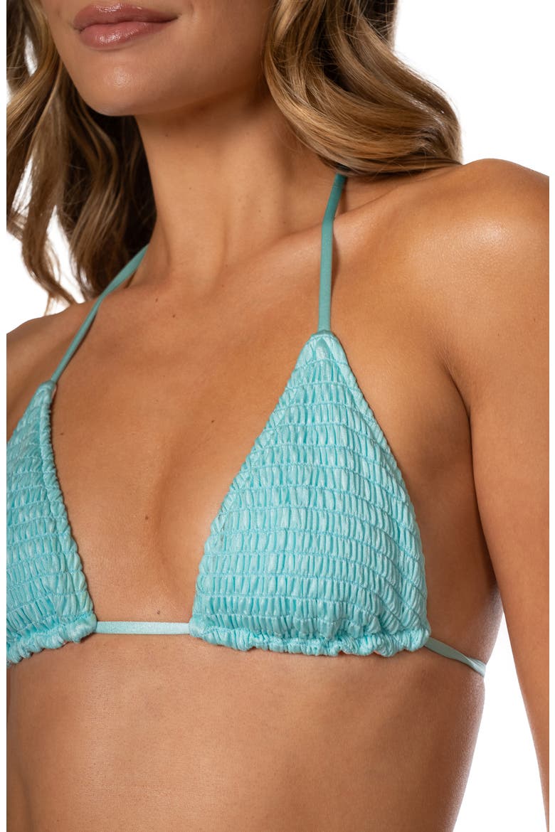 Indigo Veil Balmy Smocked Bikini Top, Alternate, color, LIGHT/ PASTEL BLUE