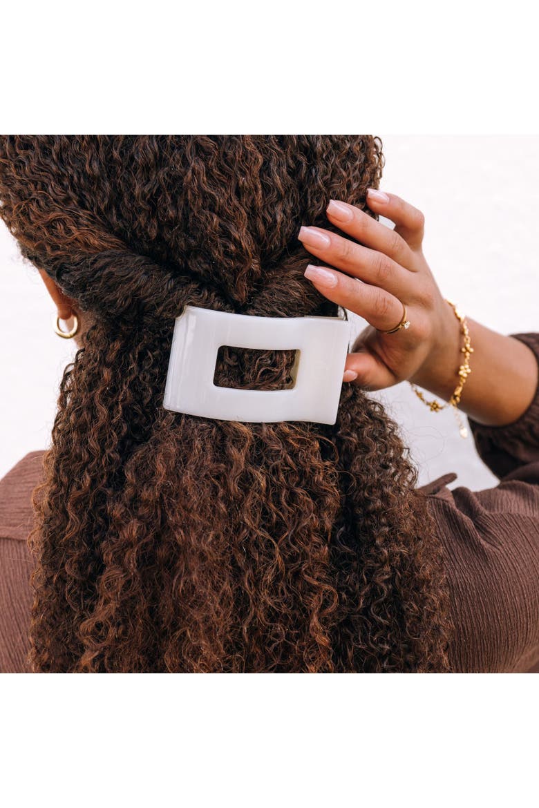 Medium Flat Rectangle Hair Clip, Alternate, color, Coconut White