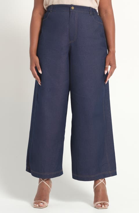 Dakota Wide Leg Jeans (Plus) (Indigo Noir)