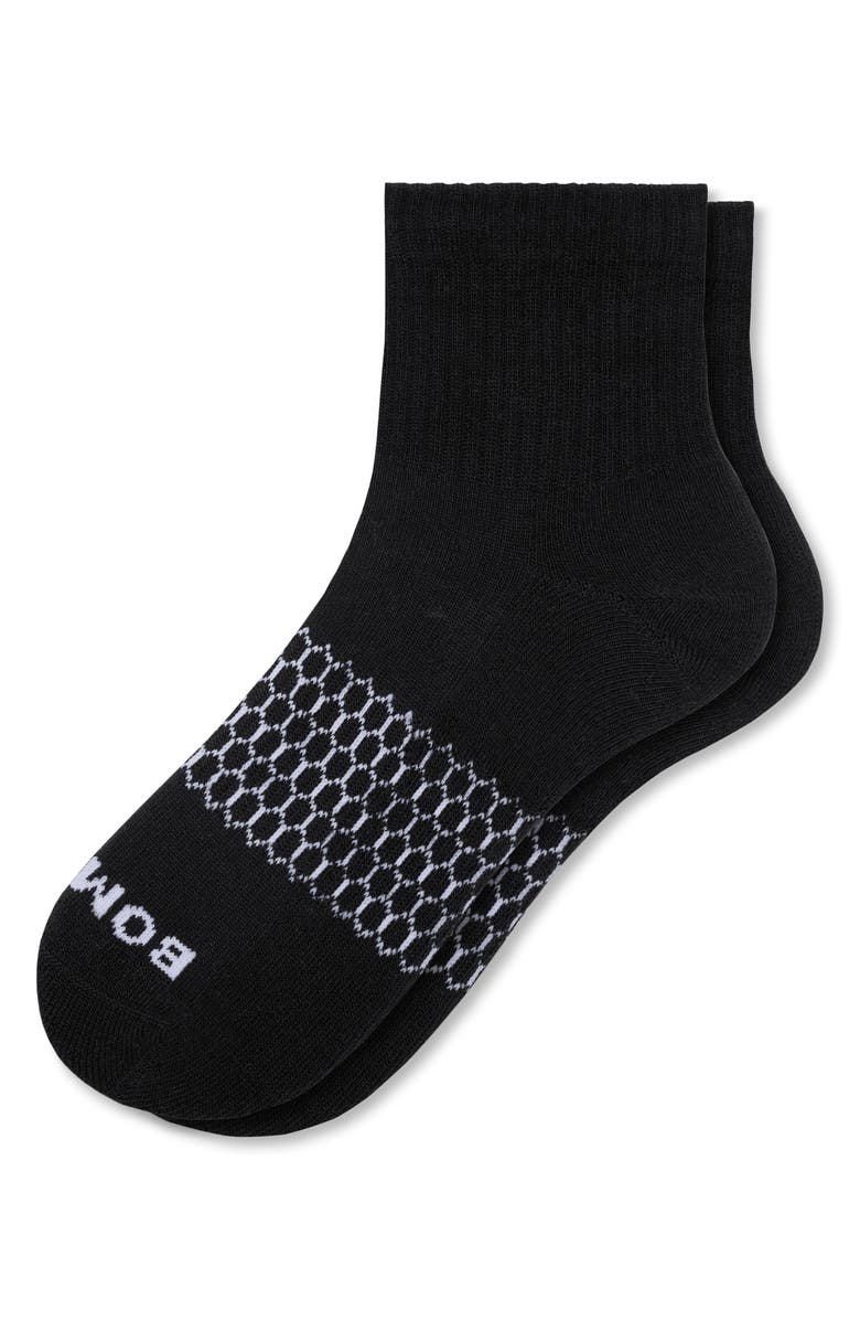 Bombas Solids Quarter Socks, Main, color, Black